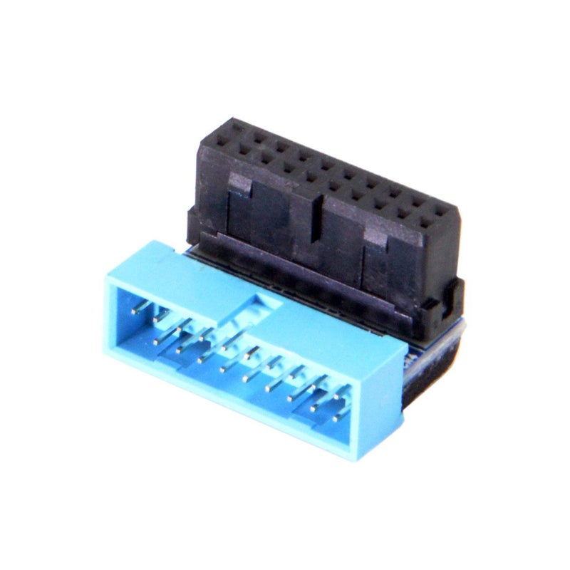 JSER USB 3.0 20pin Male to Female Extension Adapter Down Angled 90 Degree Compatible for Motherboard Mainboard - Image 1